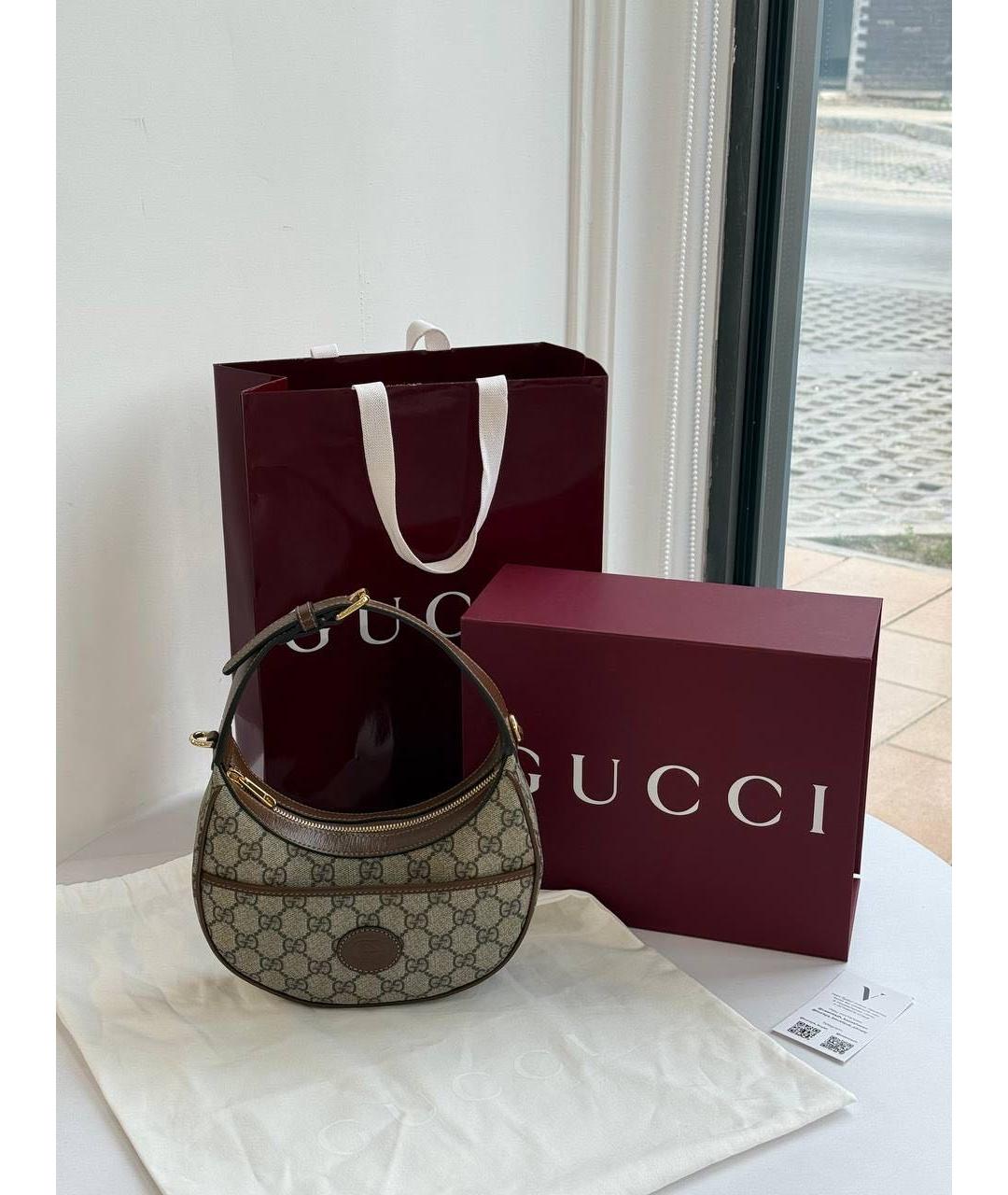 GUCCI Коричневая кожаная сумка через плечо, фото 2