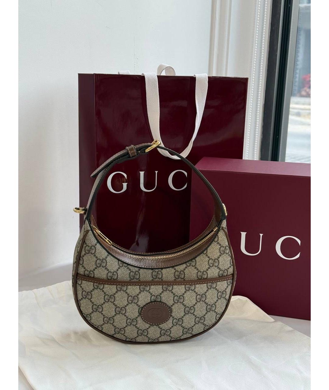 GUCCI Коричневая кожаная сумка через плечо, фото 4