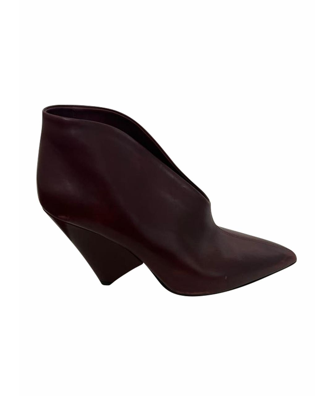 ISABEL MARANT Бордовые кожаные ботильоны, фото 1