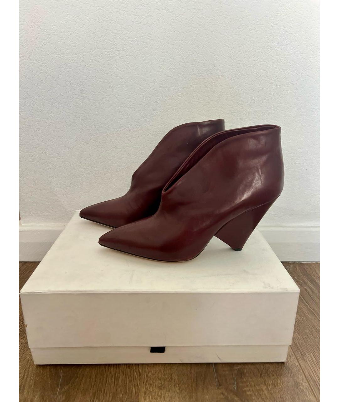 ISABEL MARANT Бордовые кожаные ботильоны, фото 5