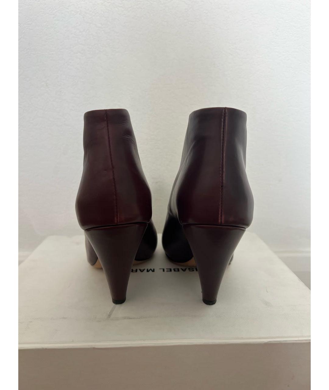 ISABEL MARANT Бордовые кожаные ботильоны, фото 4
