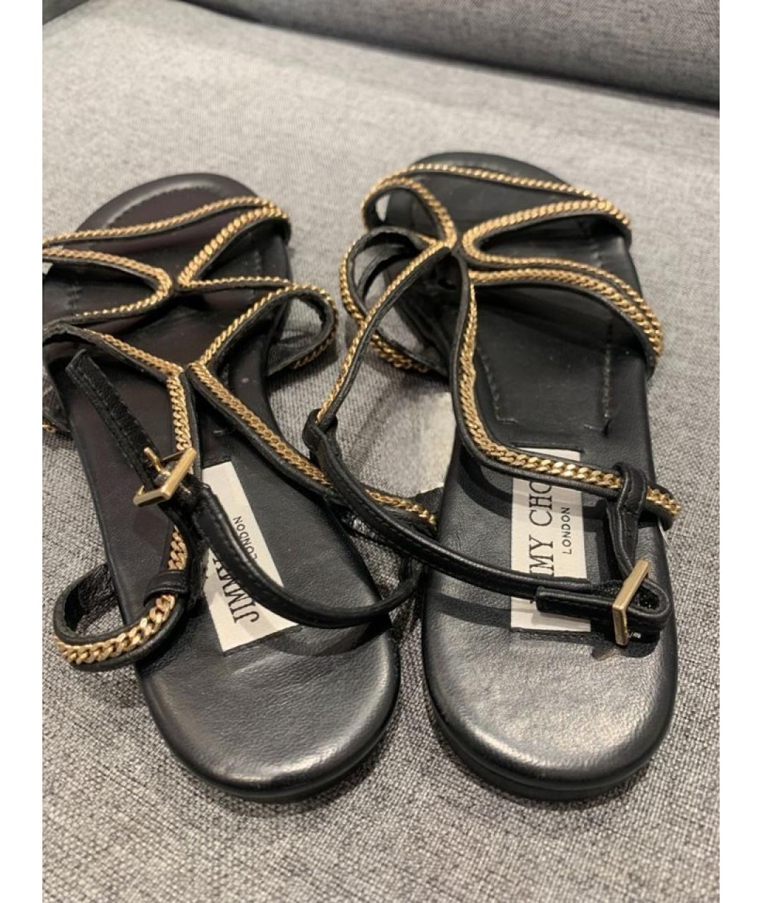 JIMMY CHOO Черные кожаные сандалии, фото 9