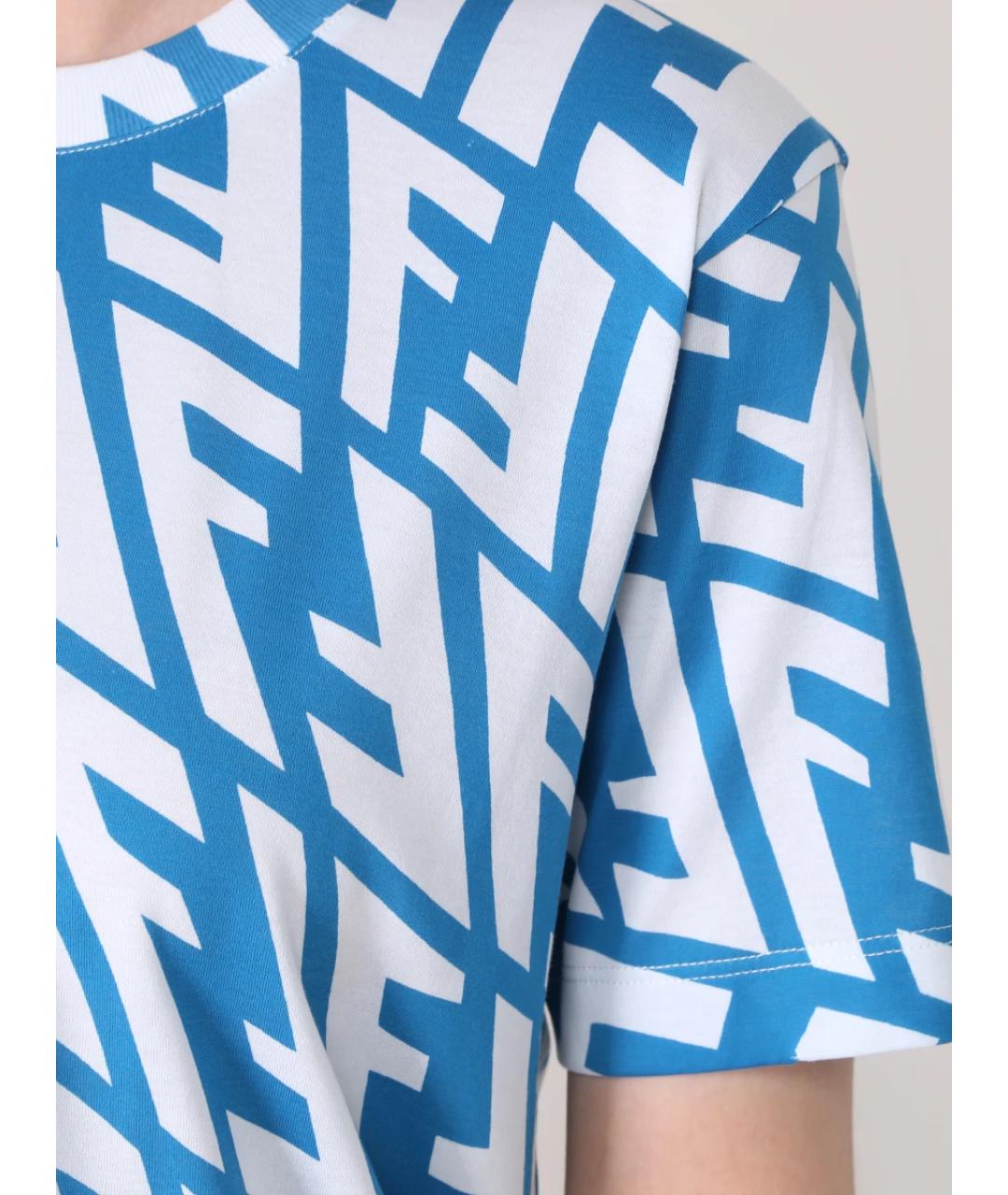 FENDI Голубая хлопковая футболка, фото 3