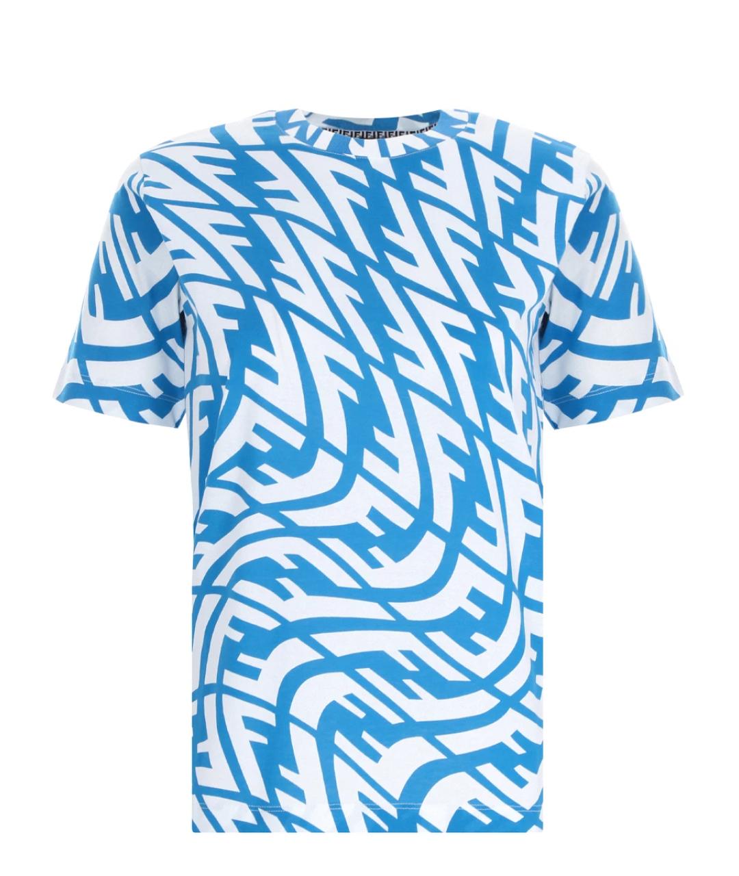 FENDI Голубая хлопковая футболка, фото 1