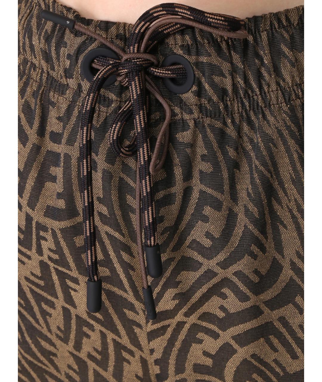 FENDI Коричневые брюки широкие, фото 5