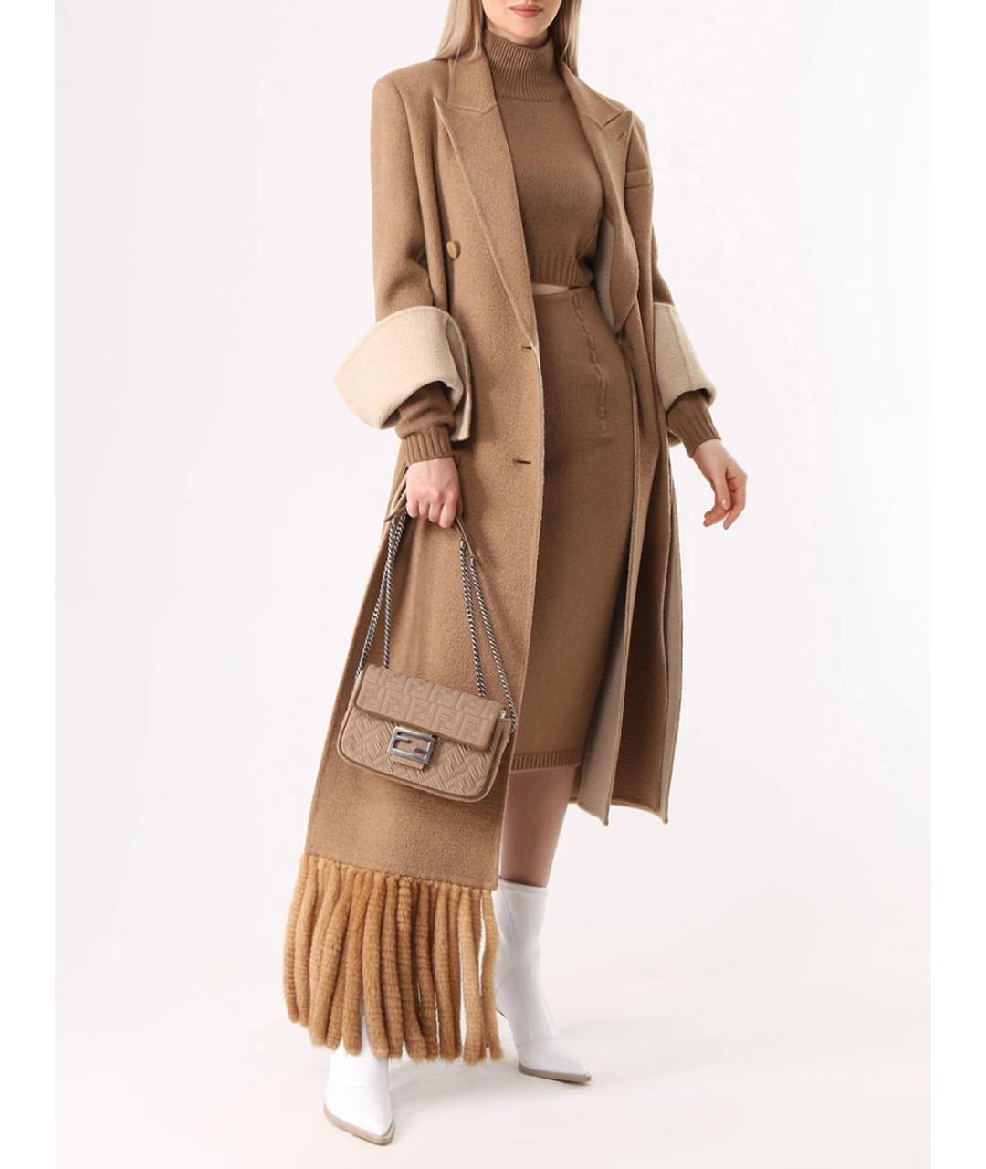 FENDI Коричневое шерстяное пальто, фото 2