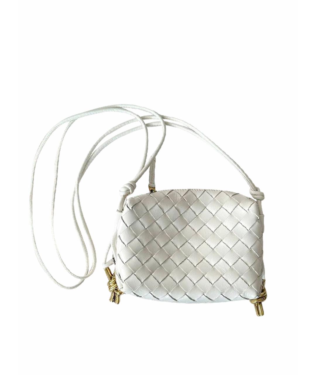 BOTTEGA VENETA Белая кожаная сумка через плечо, фото 1