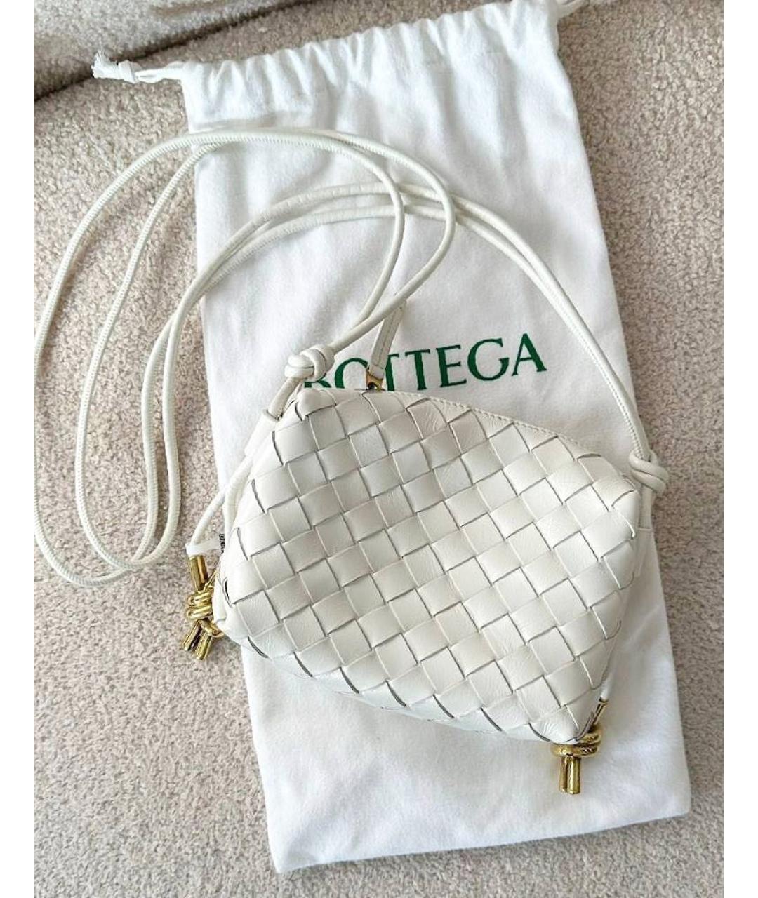 BOTTEGA VENETA Белая кожаная сумка через плечо, фото 6