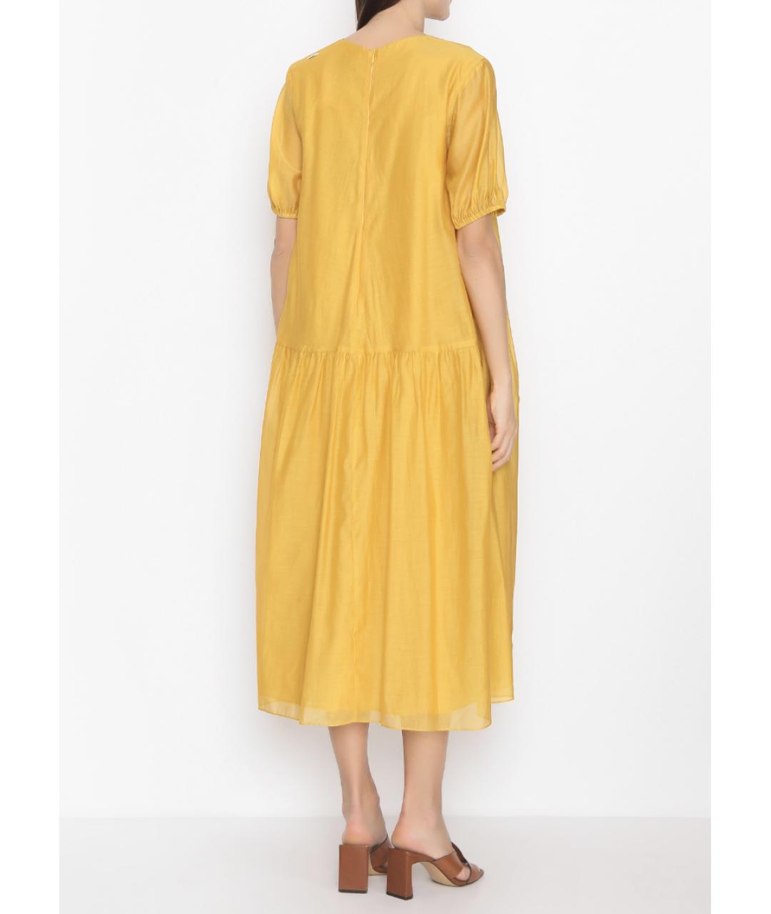 'S MAX MARA Горчичное хлопковое повседневное платье, фото 3