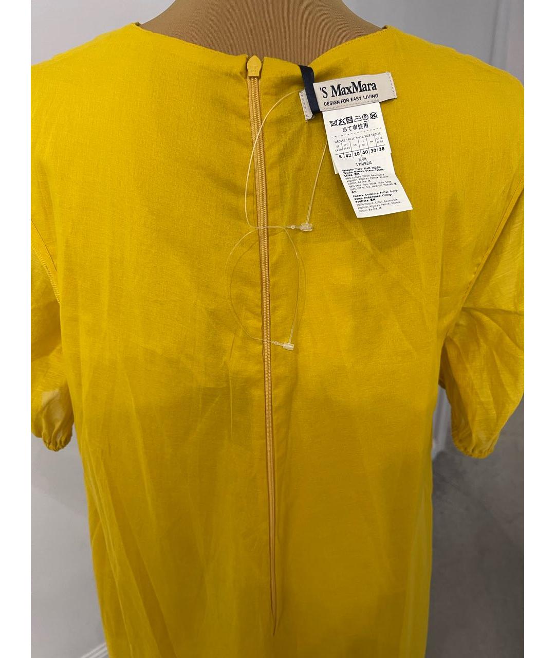 'S MAX MARA Горчичное хлопковое повседневное платье, фото 6