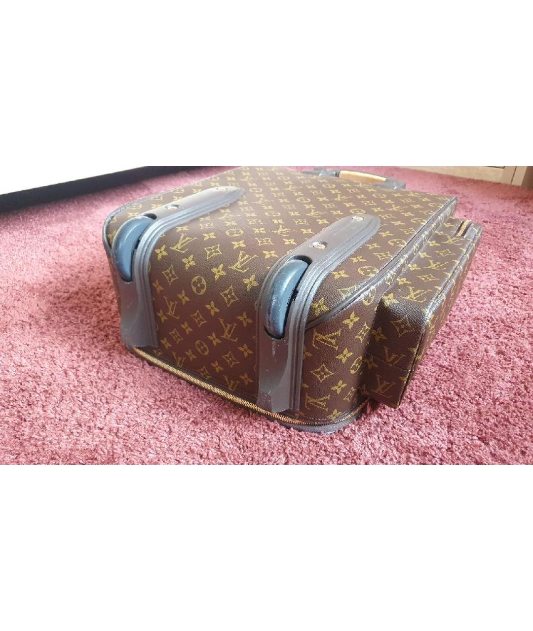 LOUIS VUITTON Коричневый чемодан из искусственной кожи, фото 3
