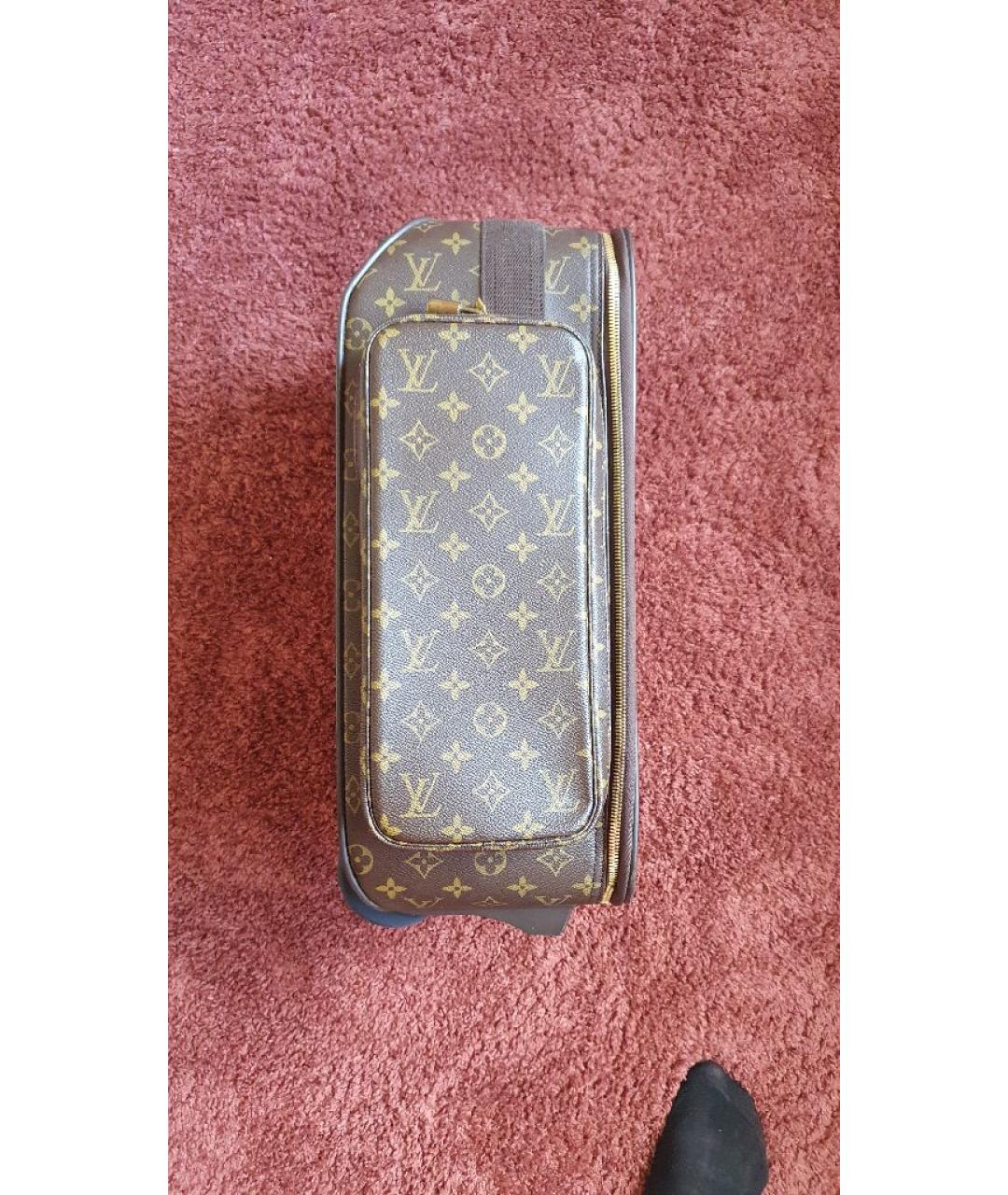 LOUIS VUITTON Коричневый чемодан из искусственной кожи, фото 7