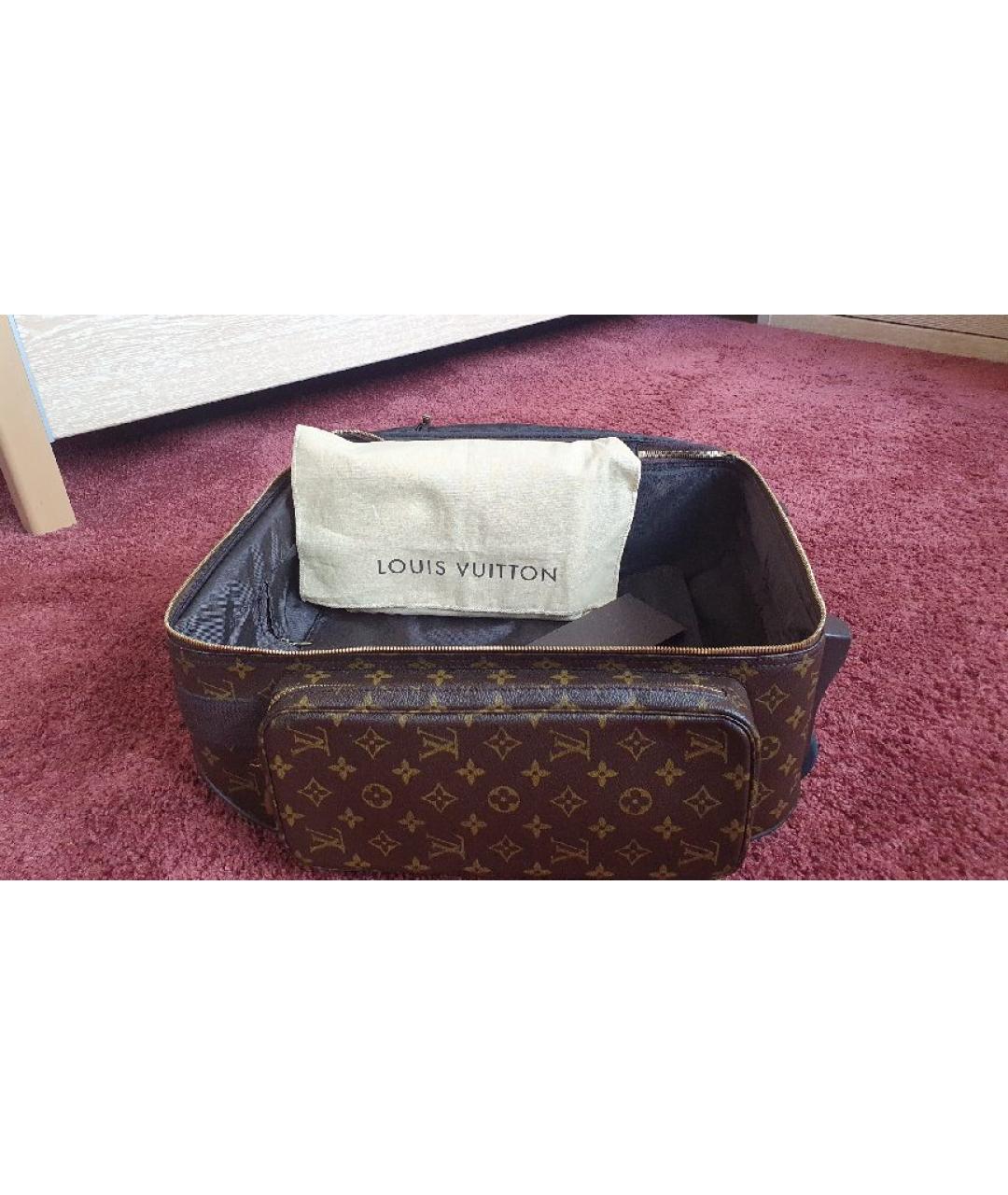LOUIS VUITTON Коричневый чемодан из искусственной кожи, фото 4