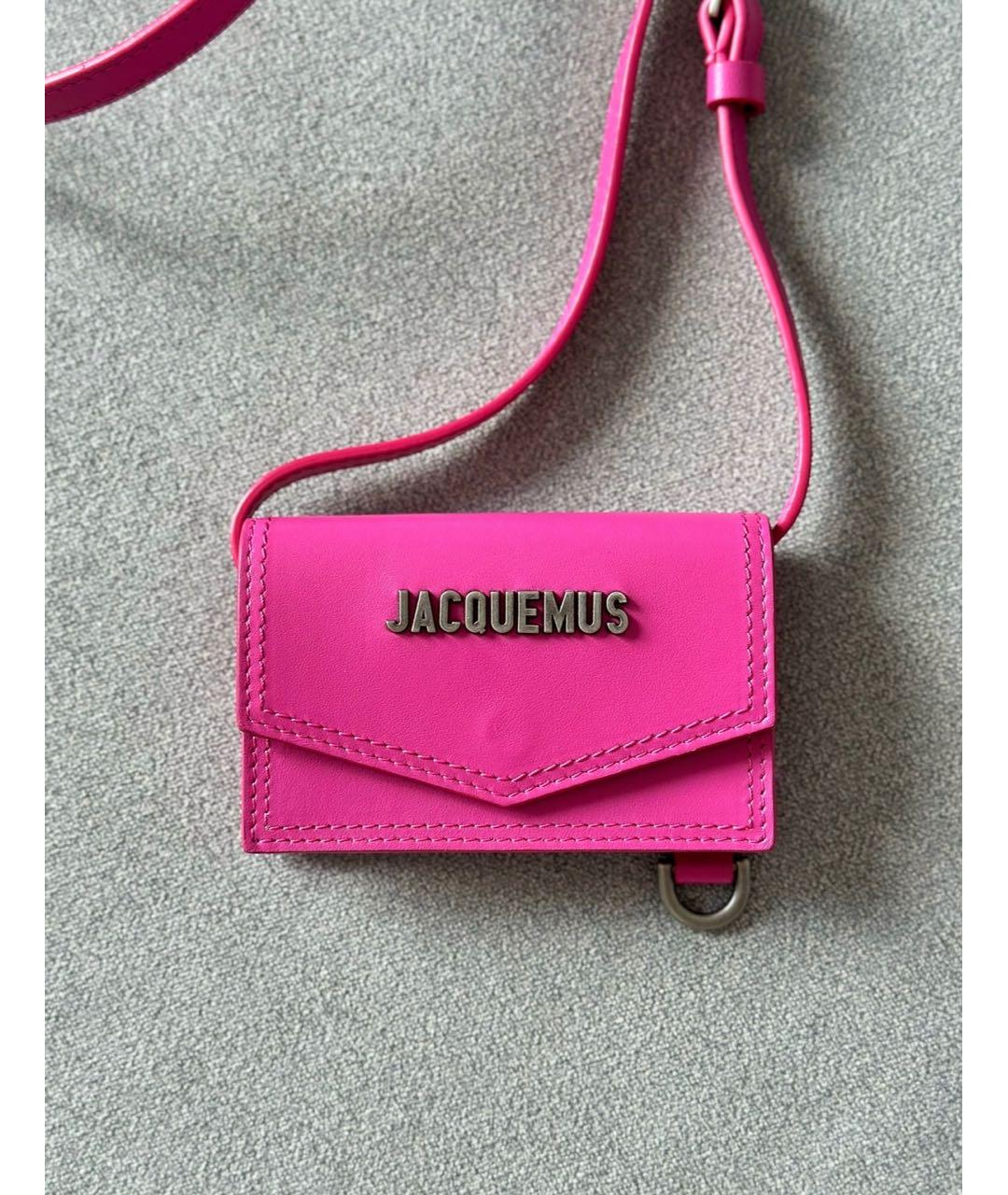 JACQUEMUS Розовая кожаная сумка через плечо, фото 3