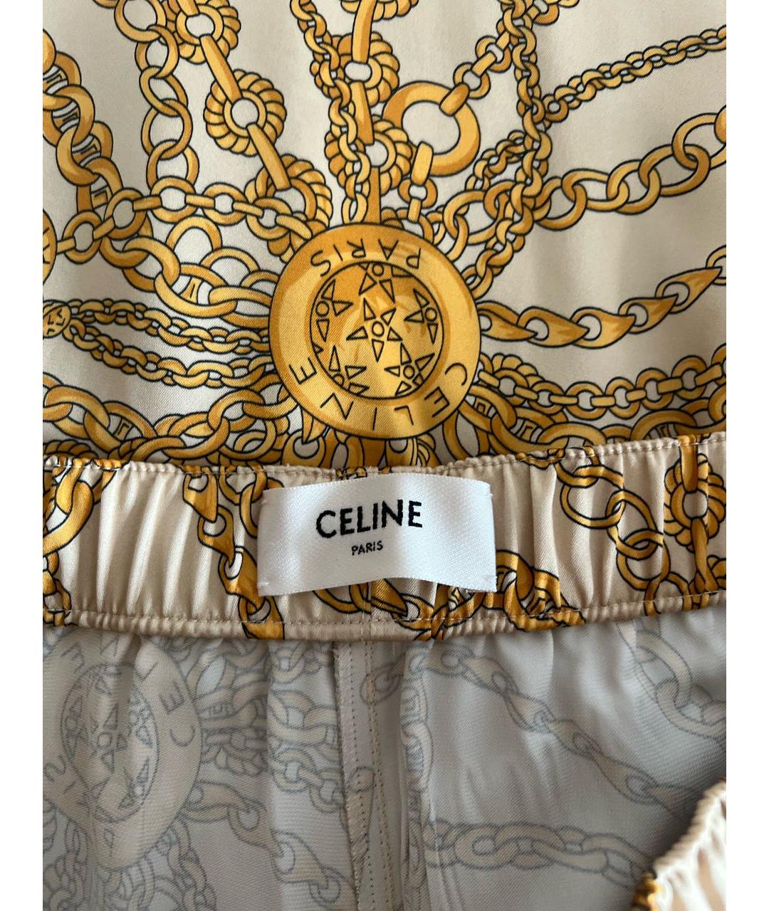 CELINE Золотые вискозные брюки широкие, фото 4