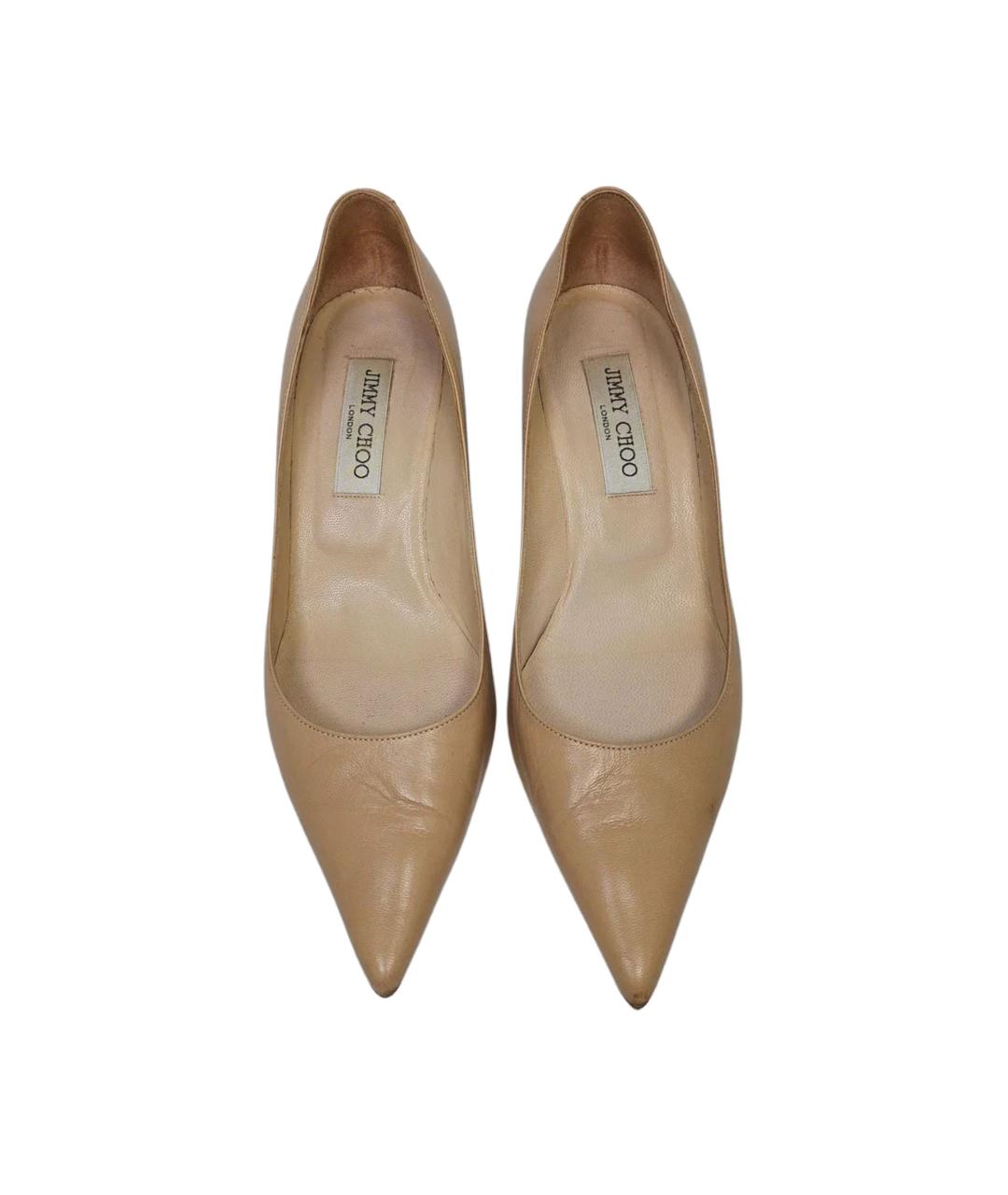 JIMMY CHOO Бежевые кожаные туфли, фото 2