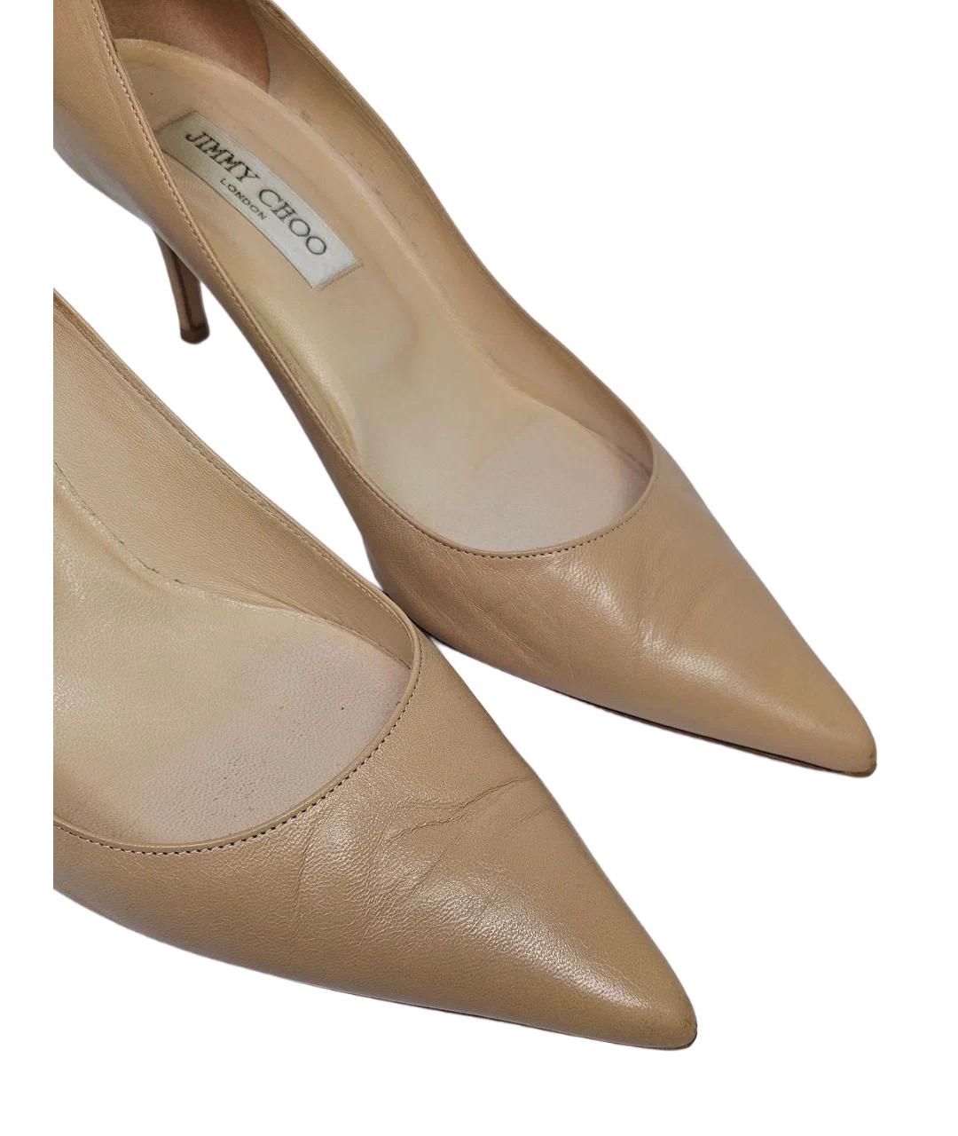 JIMMY CHOO Бежевые кожаные туфли, фото 6