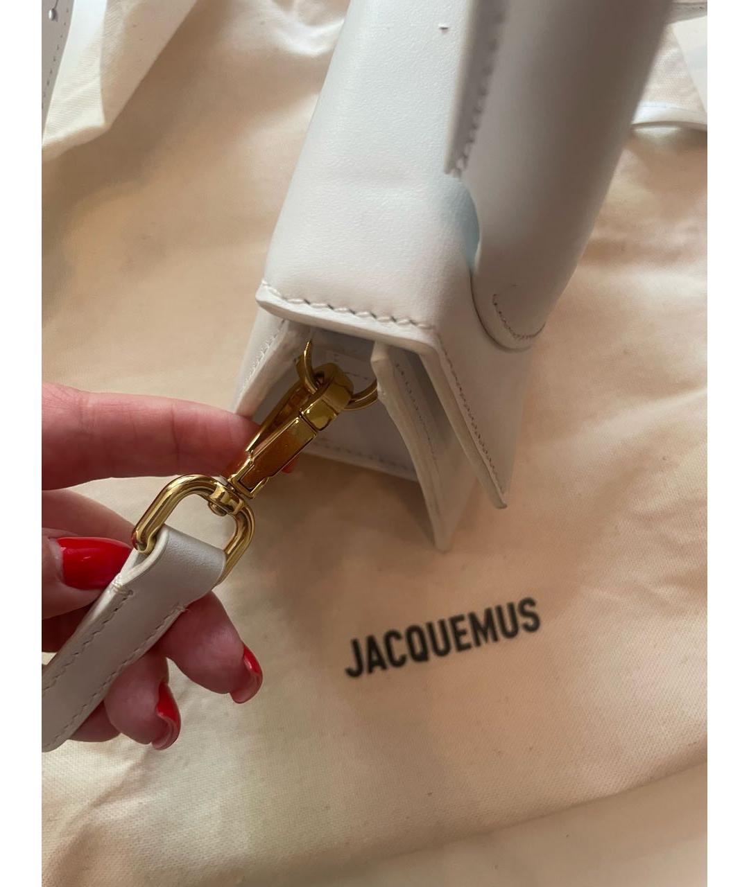 JACQUEMUS Белая кожаная сумка с короткими ручками, фото 3
