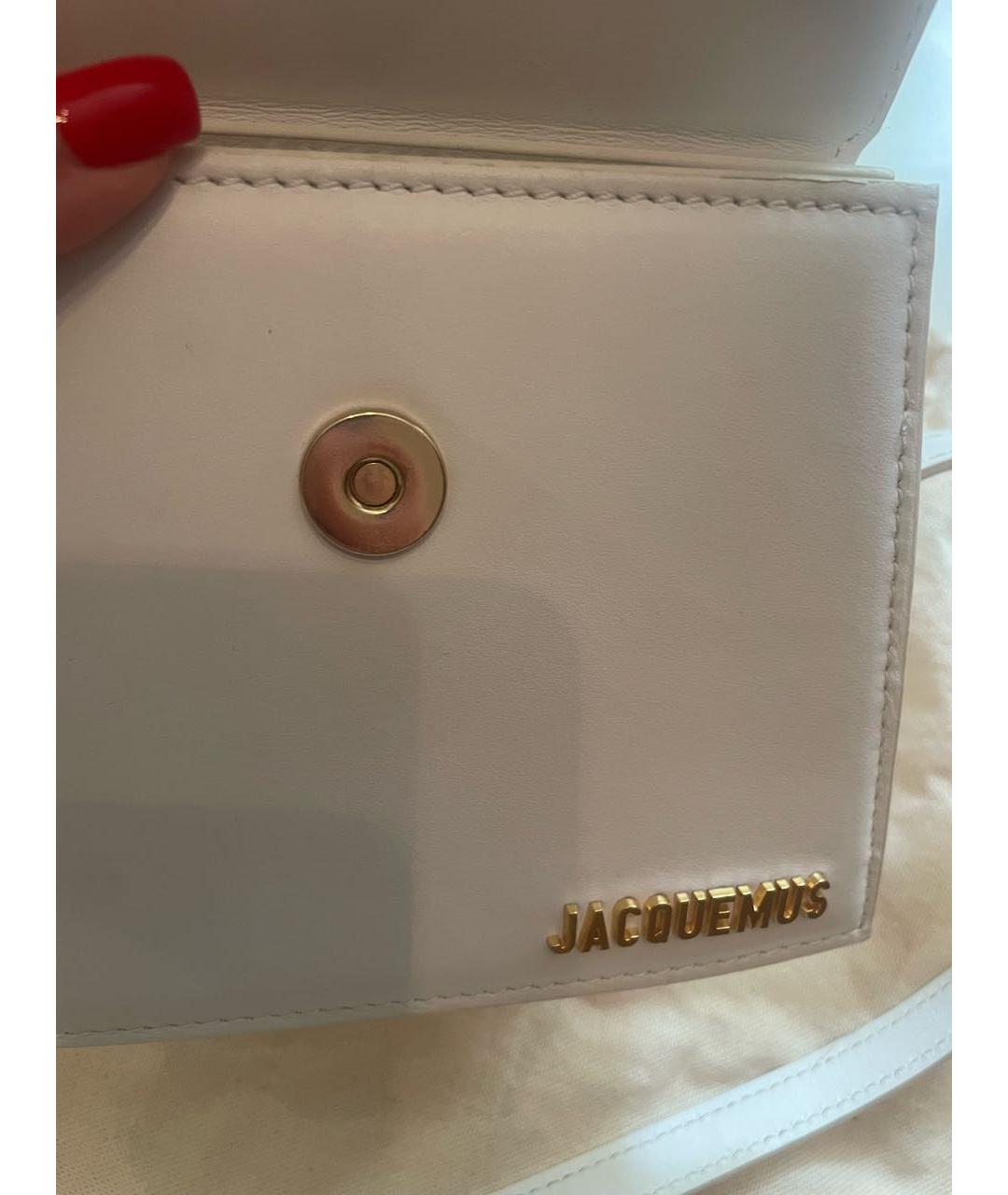 JACQUEMUS Белая кожаная сумка с короткими ручками, фото 8