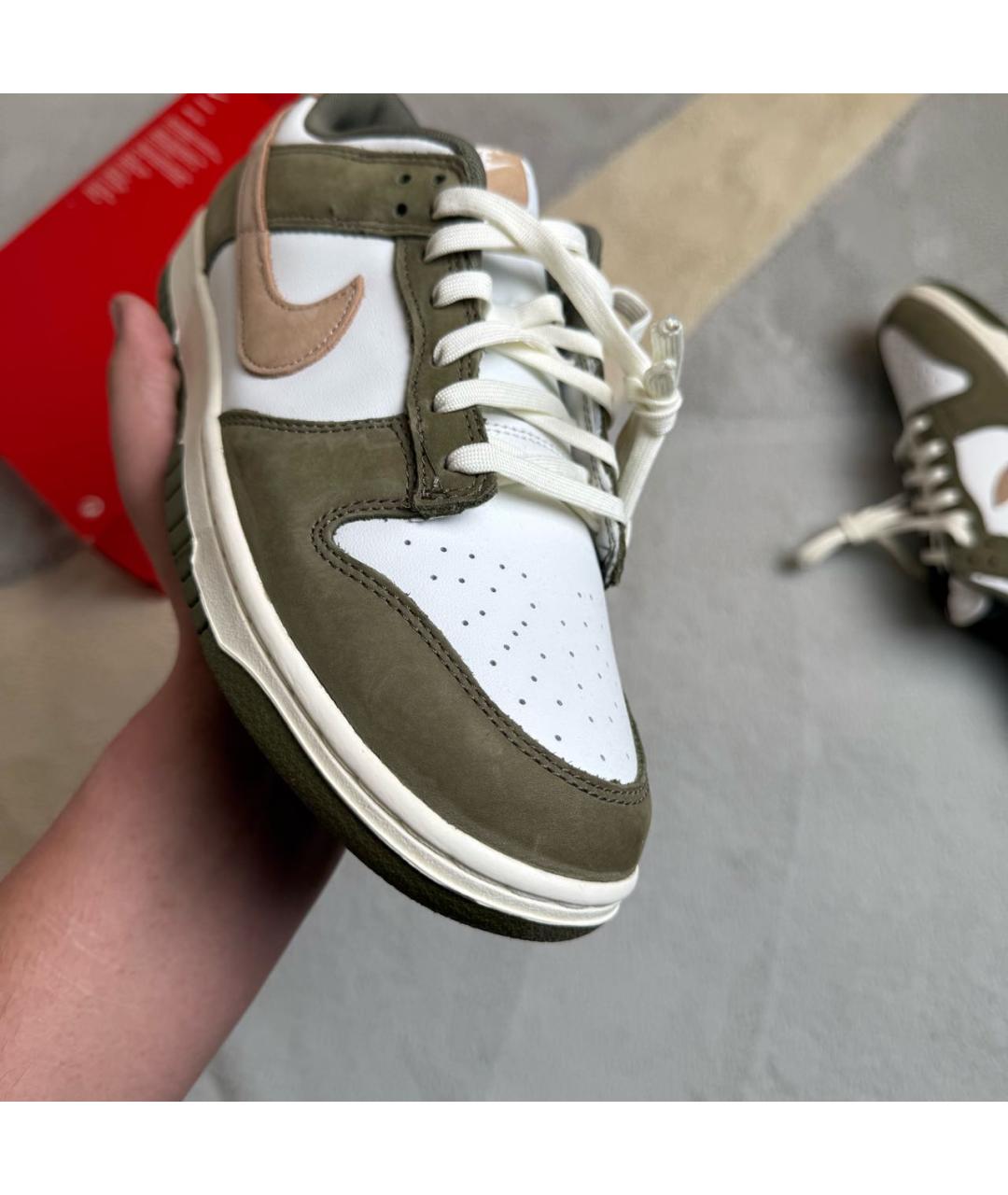 NIKE Хаки кожаные низкие кроссовки / кеды, фото 6