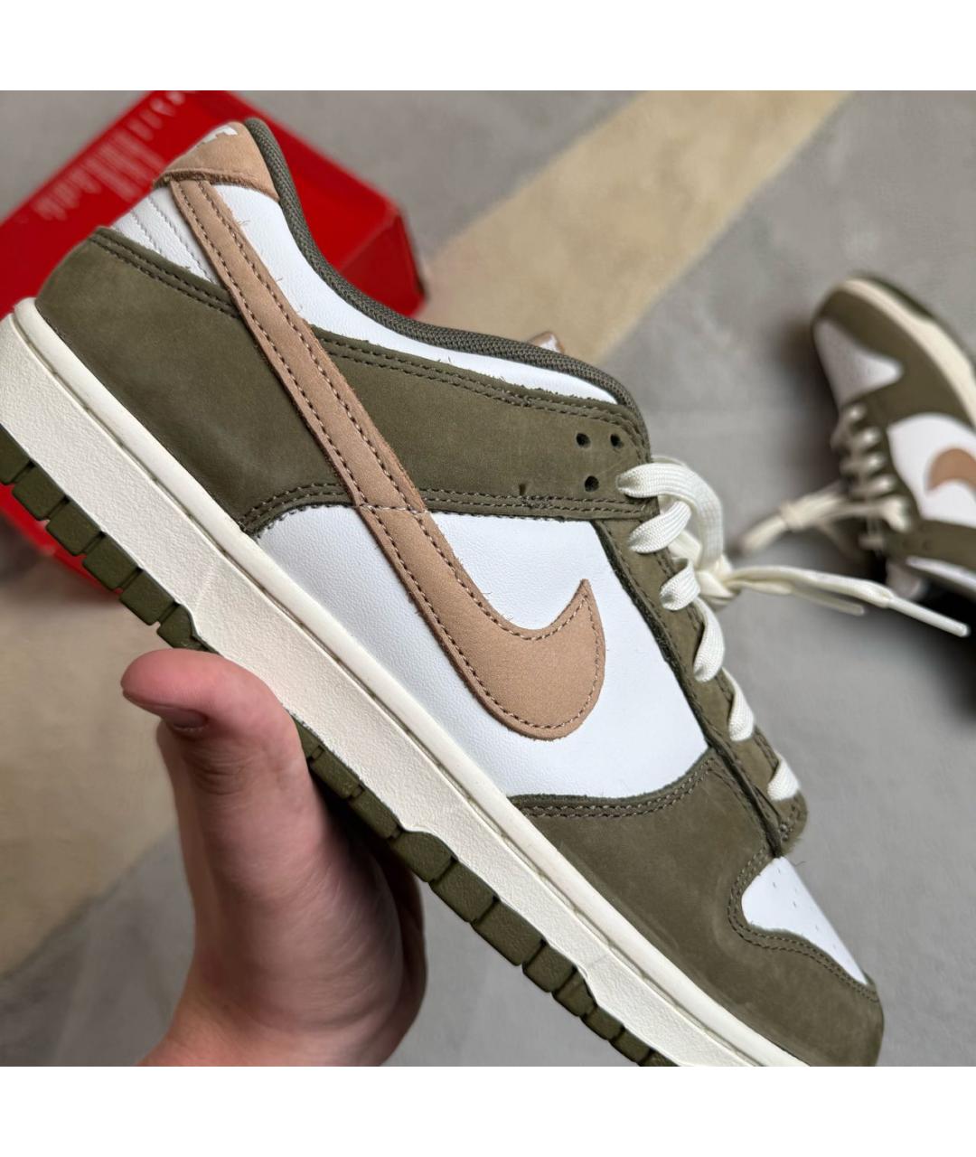 NIKE Хаки кожаные низкие кроссовки / кеды, фото 5