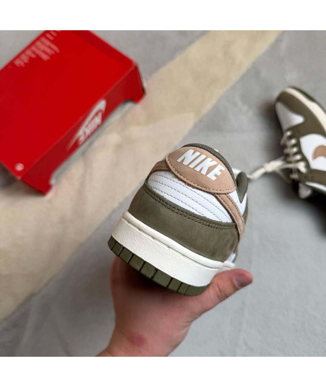 NIKE Хаки кожаные низкие кроссовки / кеды, фото 3