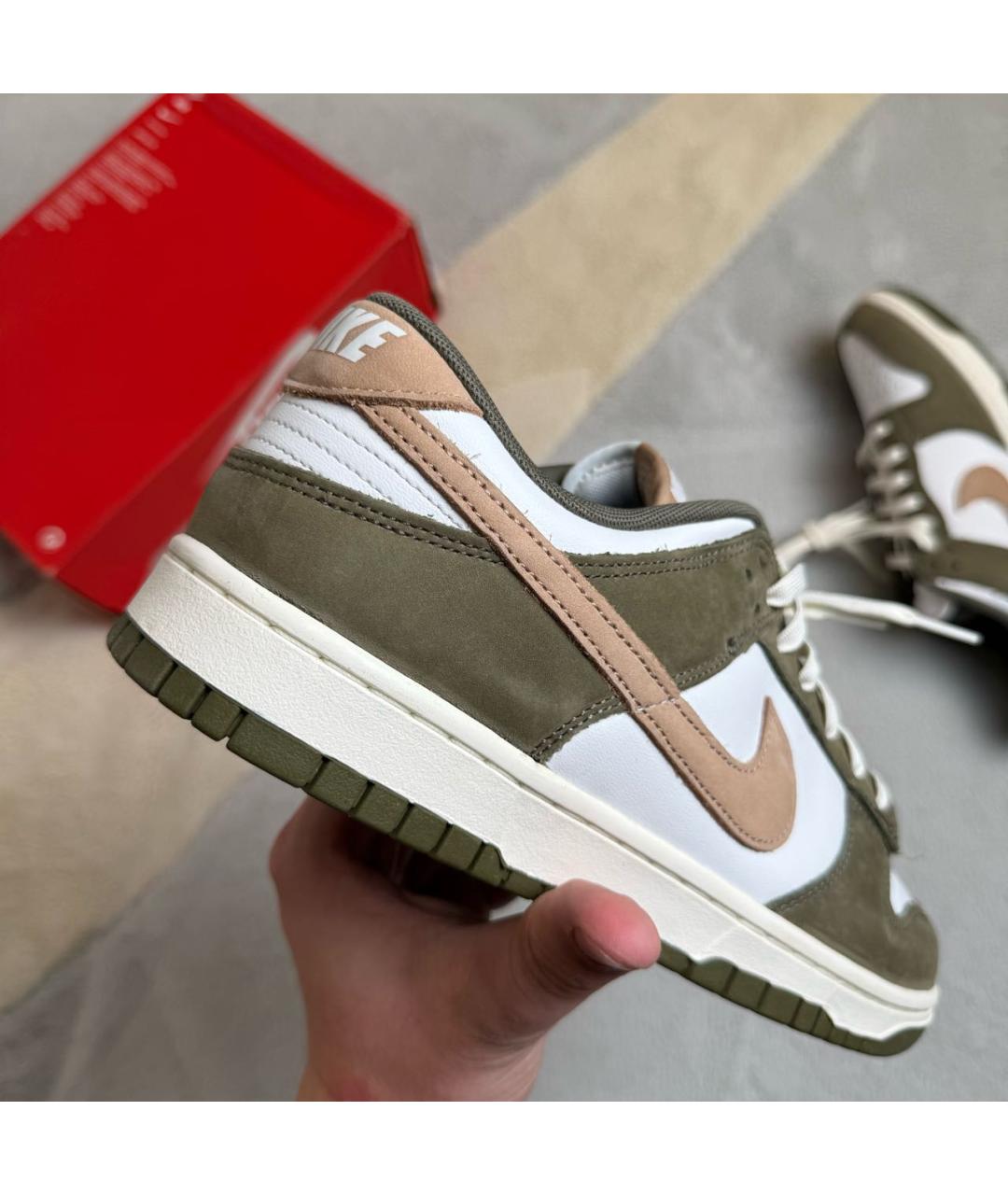 NIKE Хаки кожаные низкие кроссовки / кеды, фото 4