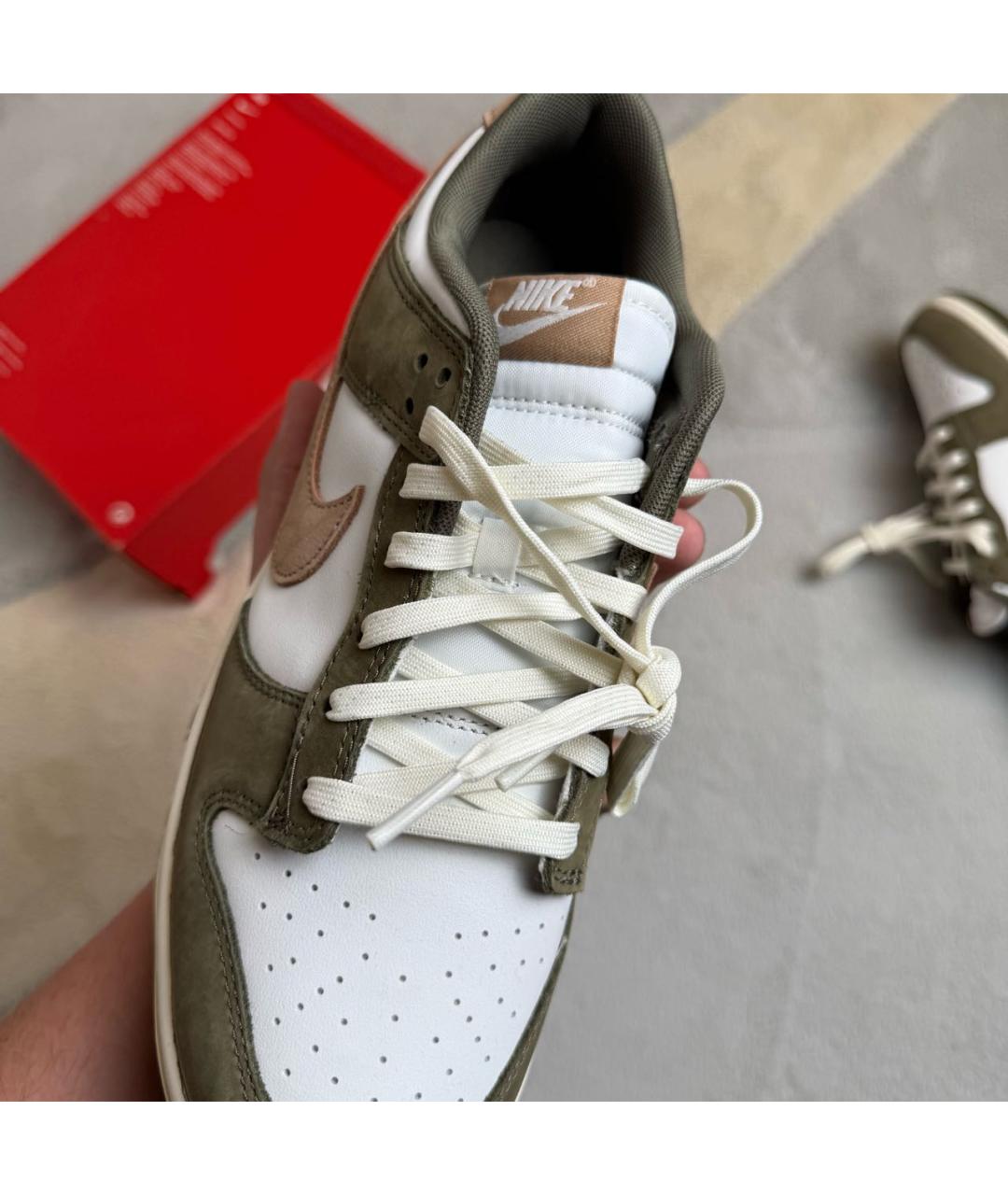NIKE Хаки кожаные низкие кроссовки / кеды, фото 7