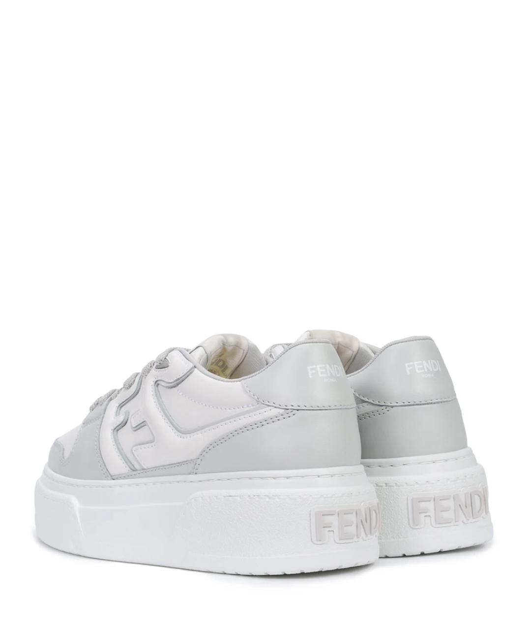 FENDI Серые кожаные кеды, фото 3