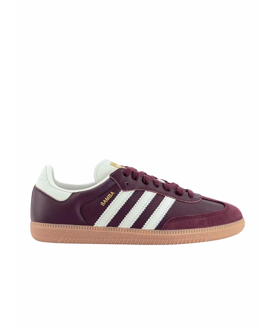 ADIDAS Бордовые кожаные кеды, фото 1