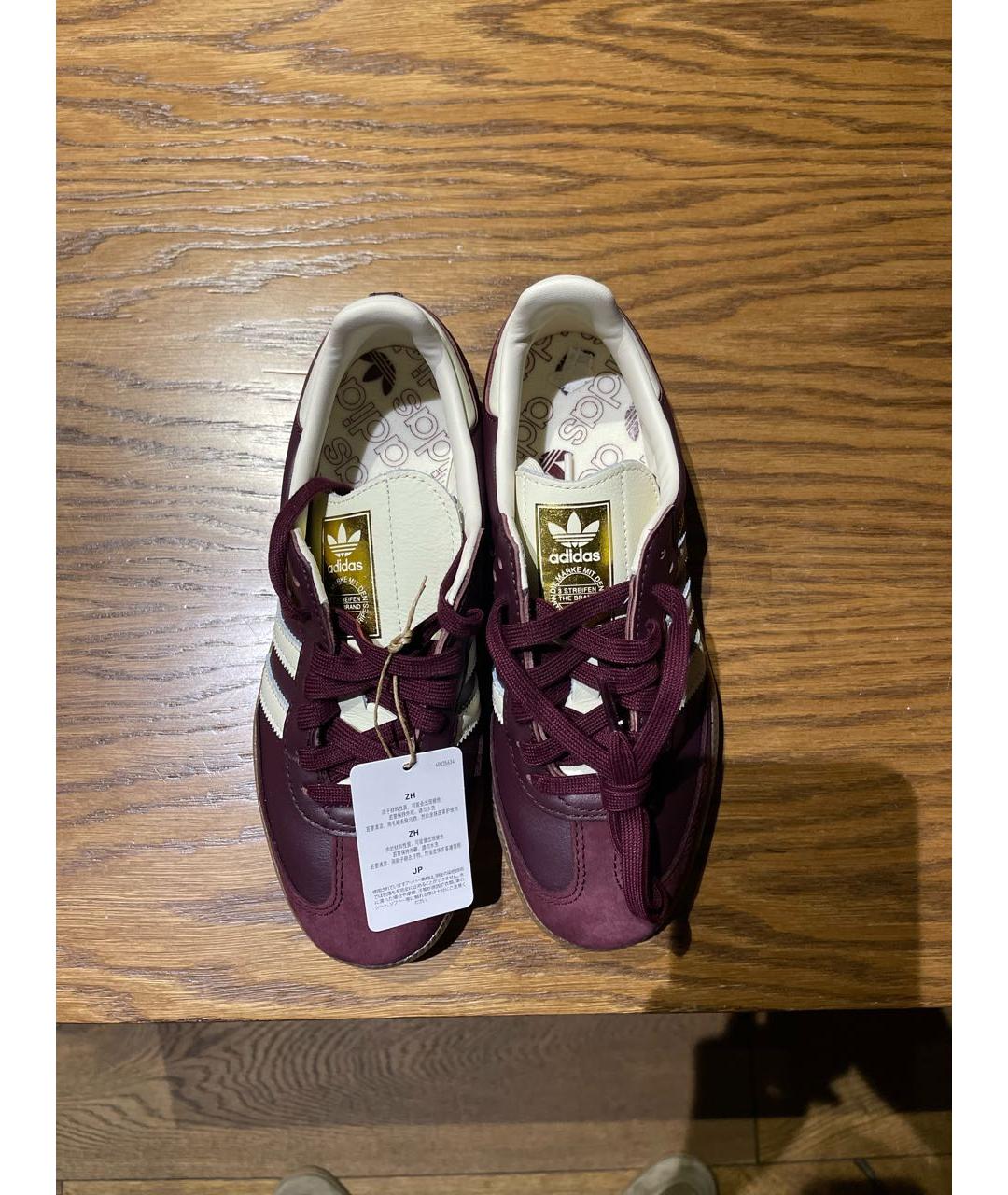 ADIDAS Бордовые кожаные кеды, фото 3