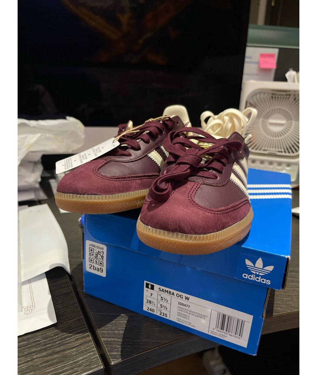 ADIDAS Бордовые кожаные кеды, фото 7