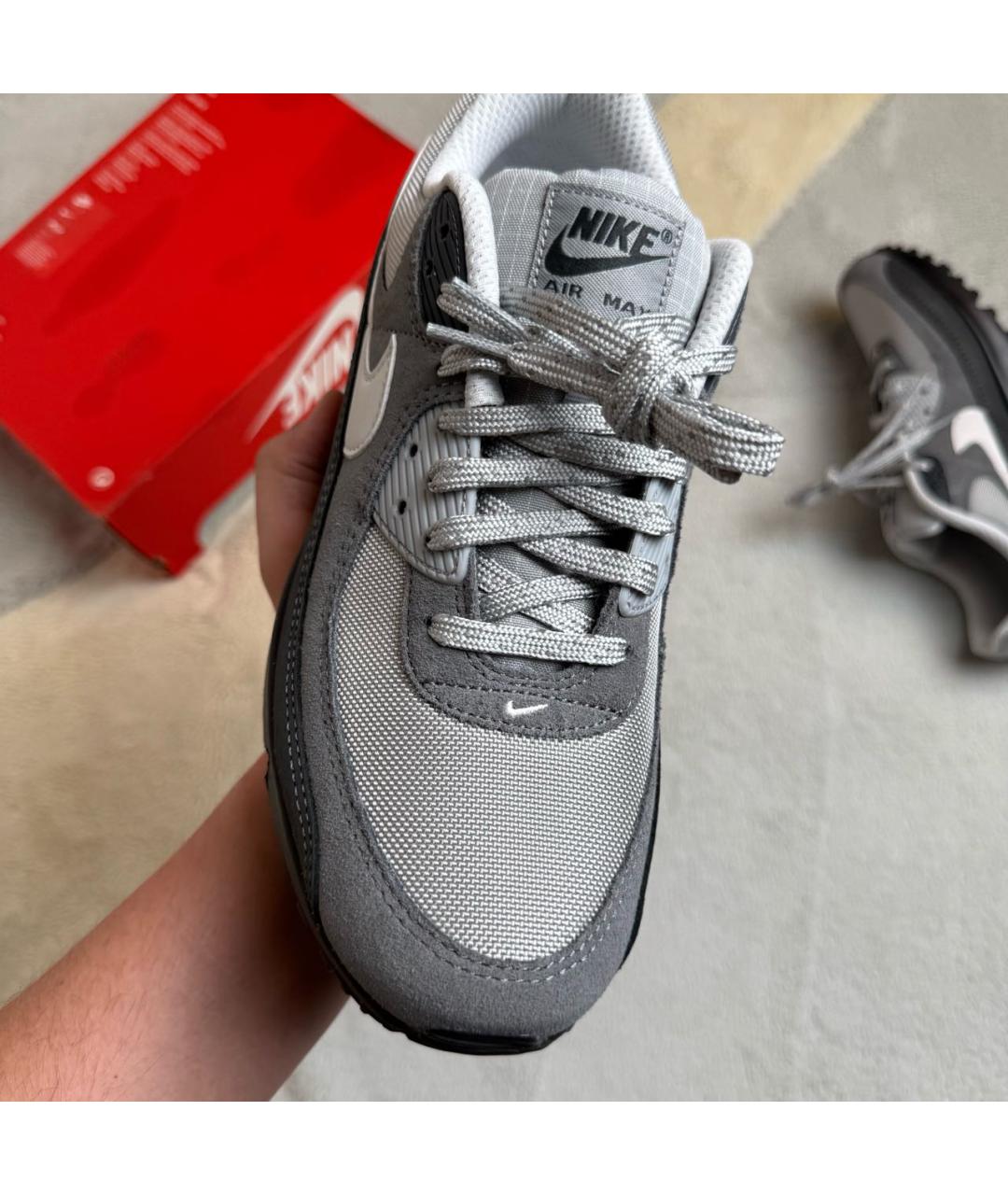 NIKE Антрацитовые кожаные низкие кроссовки / кеды, фото 7