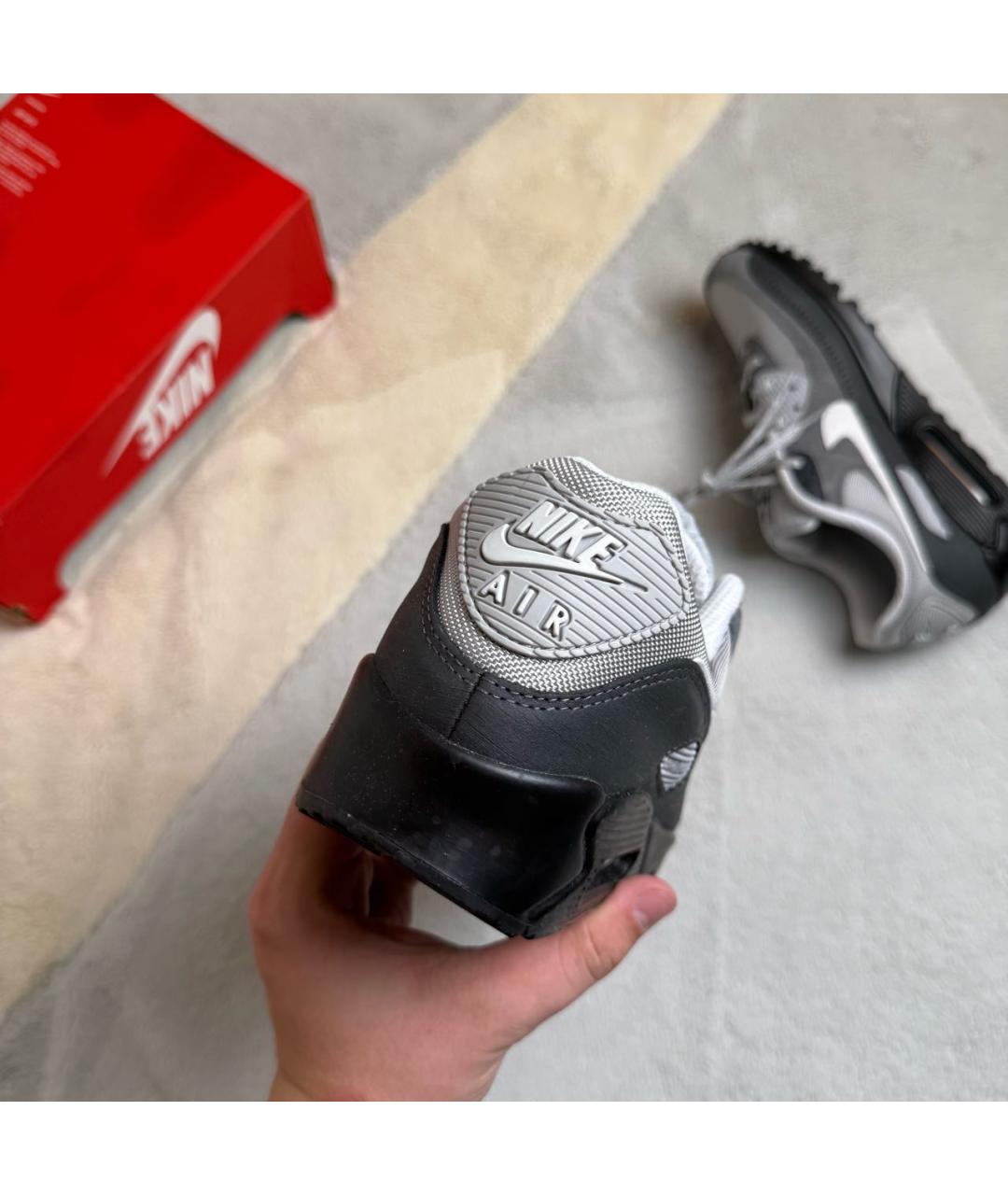 NIKE Антрацитовые кожаные низкие кроссовки / кеды, фото 3