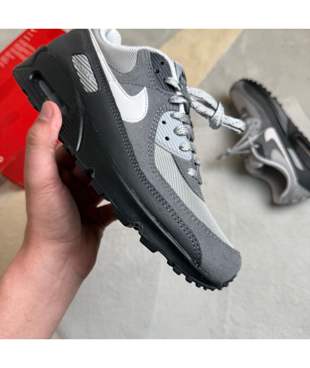 NIKE Антрацитовые кожаные низкие кроссовки / кеды, фото 6
