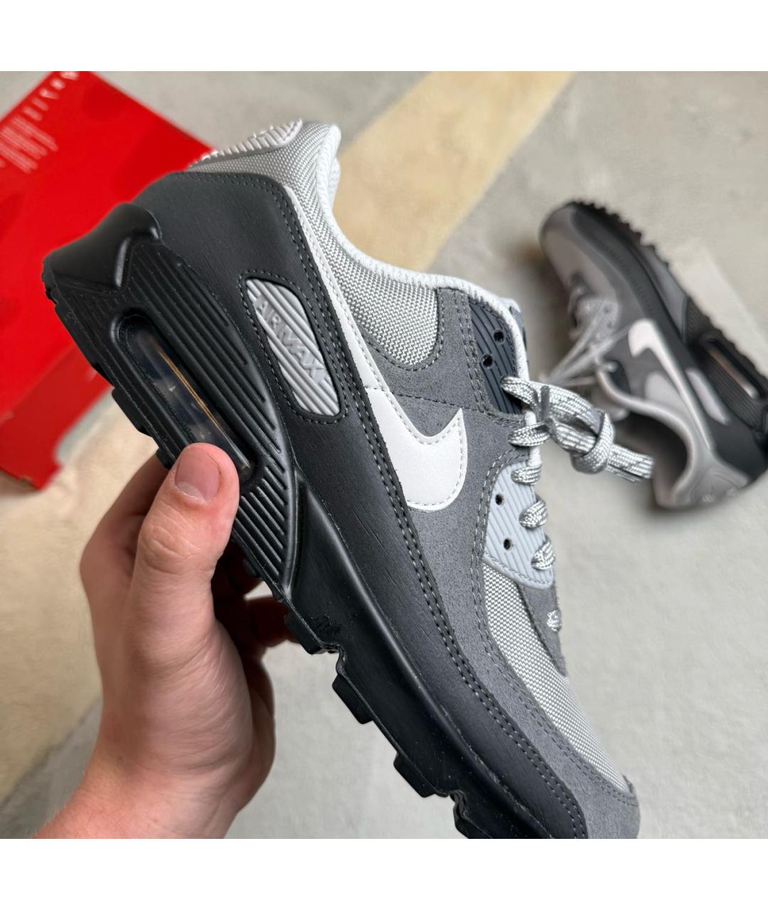NIKE Антрацитовые кожаные низкие кроссовки / кеды, фото 5
