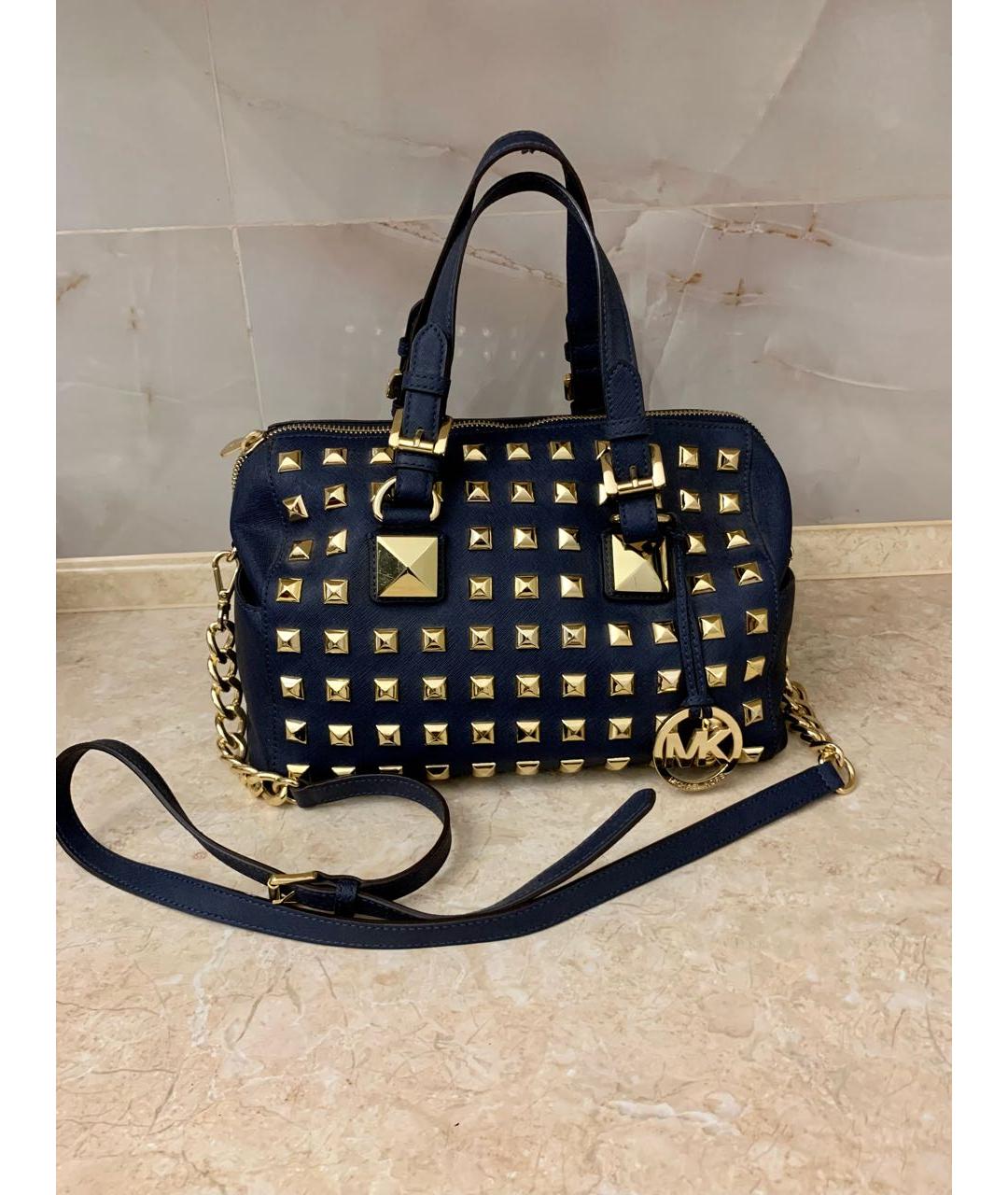 MICHAEL KORS Темно-синяя кожаная сумка через плечо, фото 8
