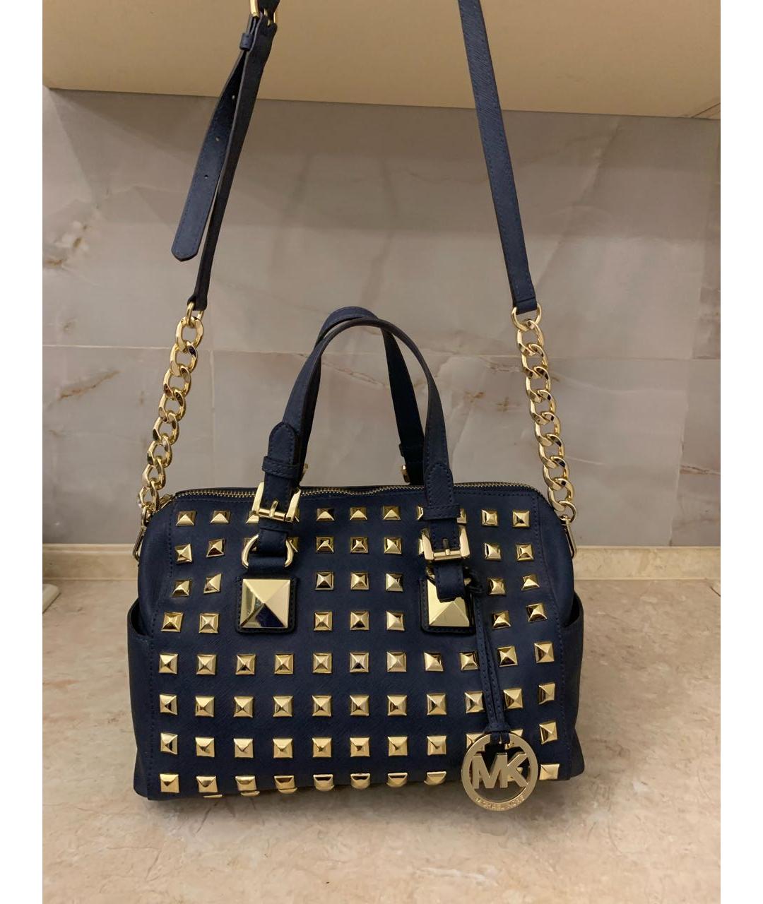 MICHAEL KORS Темно-синяя кожаная сумка через плечо, фото 7