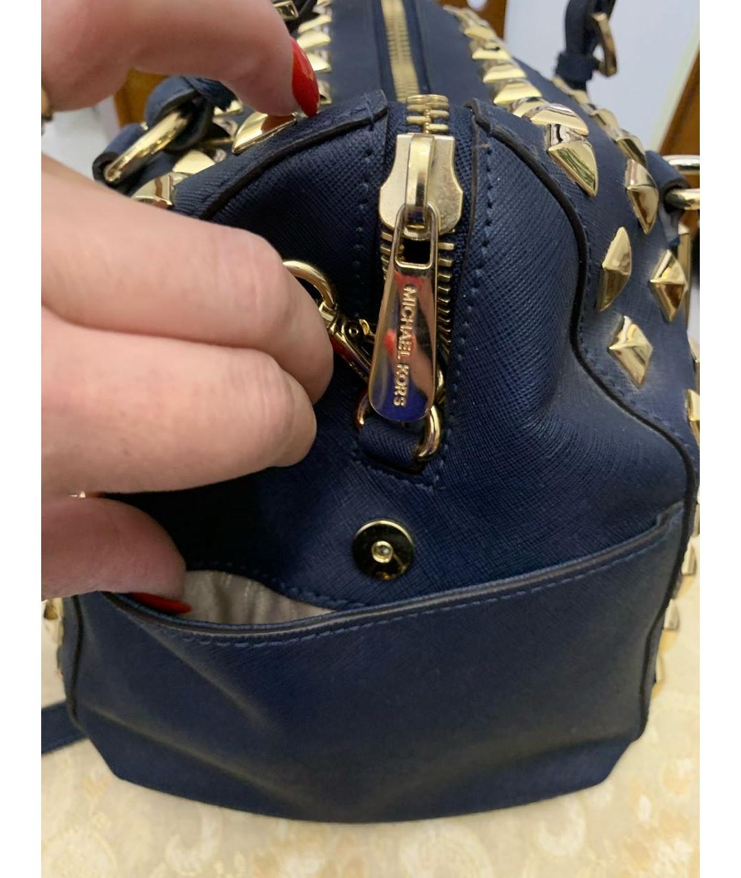 MICHAEL KORS Темно-синяя кожаная сумка через плечо, фото 6