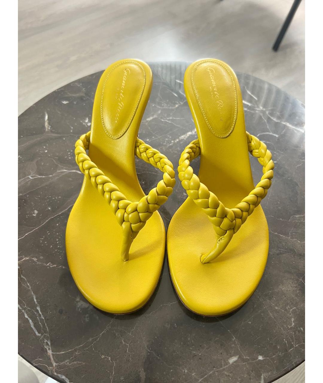 GIANVITO ROSSI Желтые кожаные мюли, фото 2