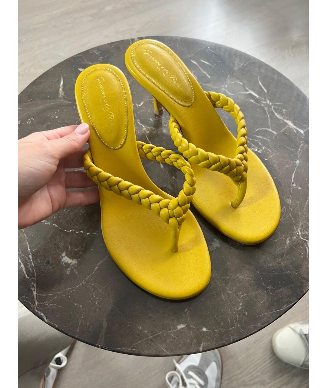 GIANVITO ROSSI Желтые кожаные мюли, фото 4