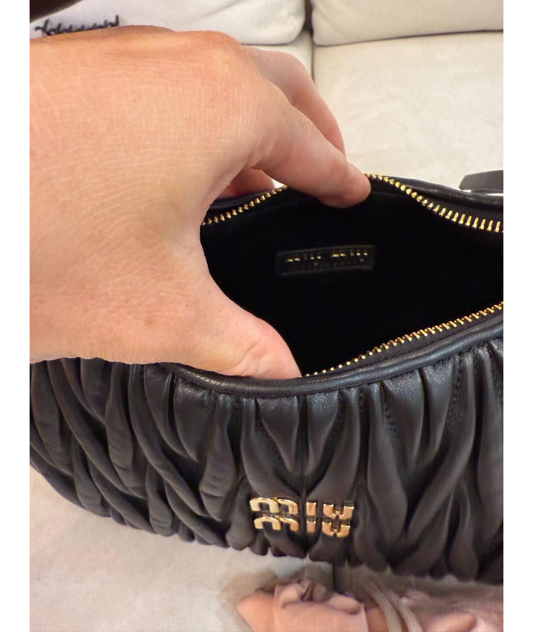 MIU MIU Черная кожаная сумка с короткими ручками, фото 8