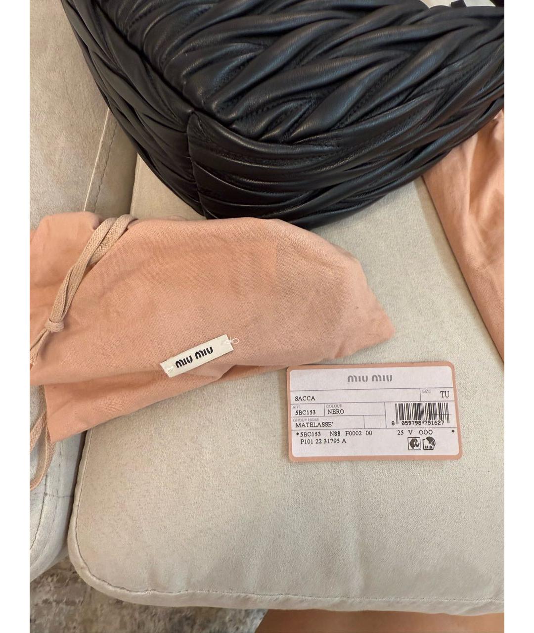 MIU MIU Черная кожаная сумка с короткими ручками, фото 7