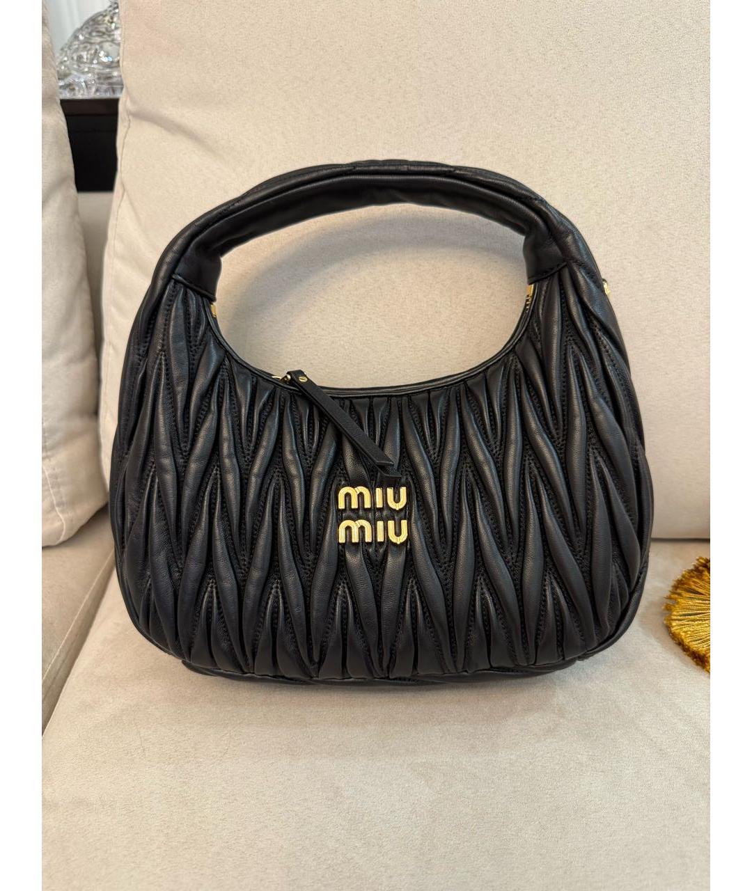 MIU MIU Черная кожаная сумка с короткими ручками, фото 9