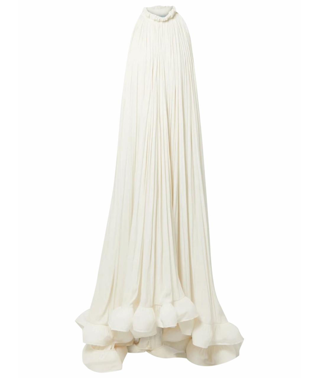 LANVIN Белое шелковое коктейльное платье, фото 1