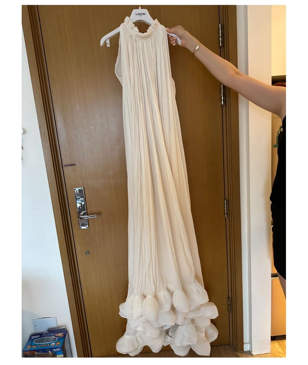 LANVIN Белое шелковое коктейльное платье, фото 2
