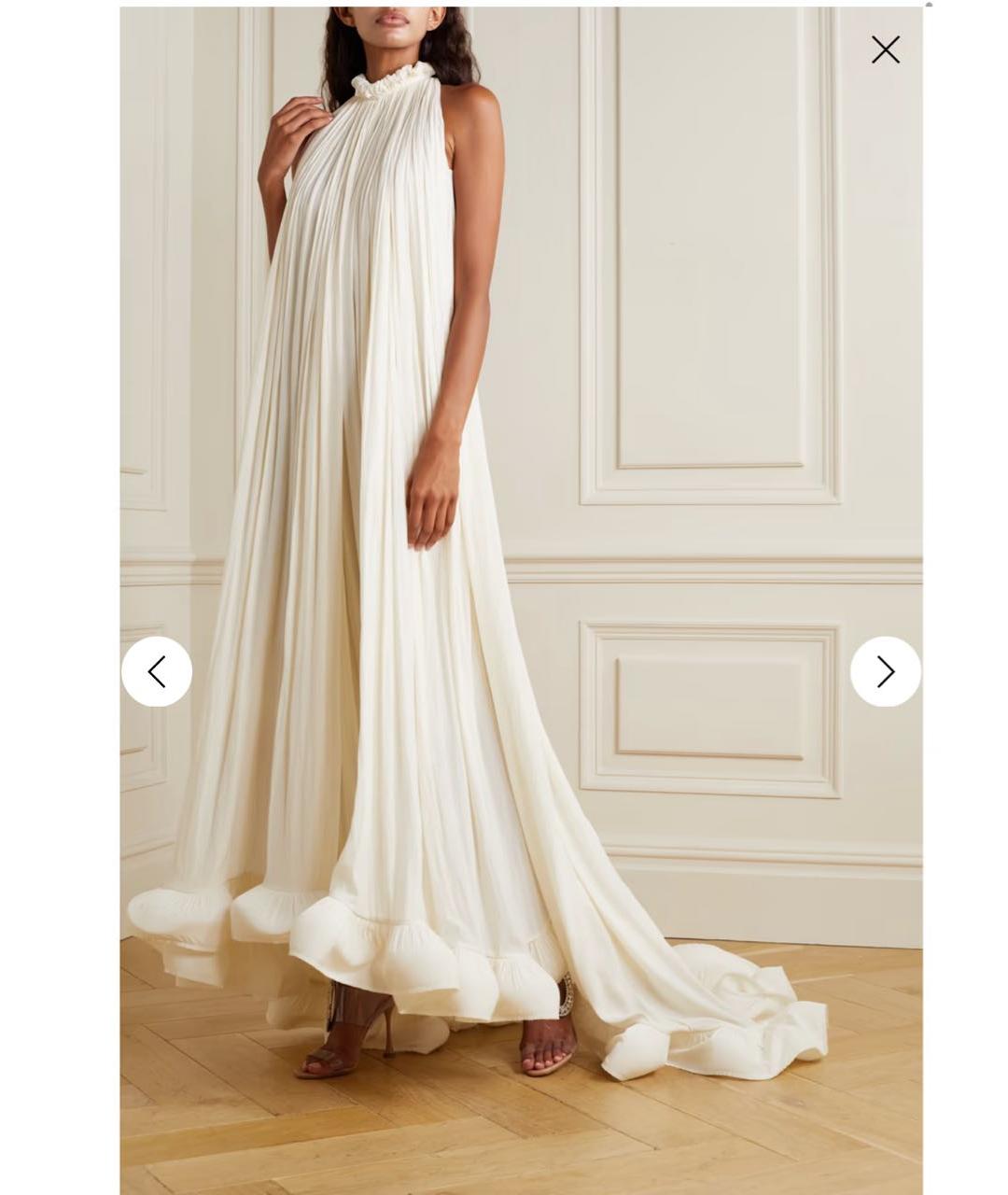 LANVIN Белое шелковое коктейльное платье, фото 5