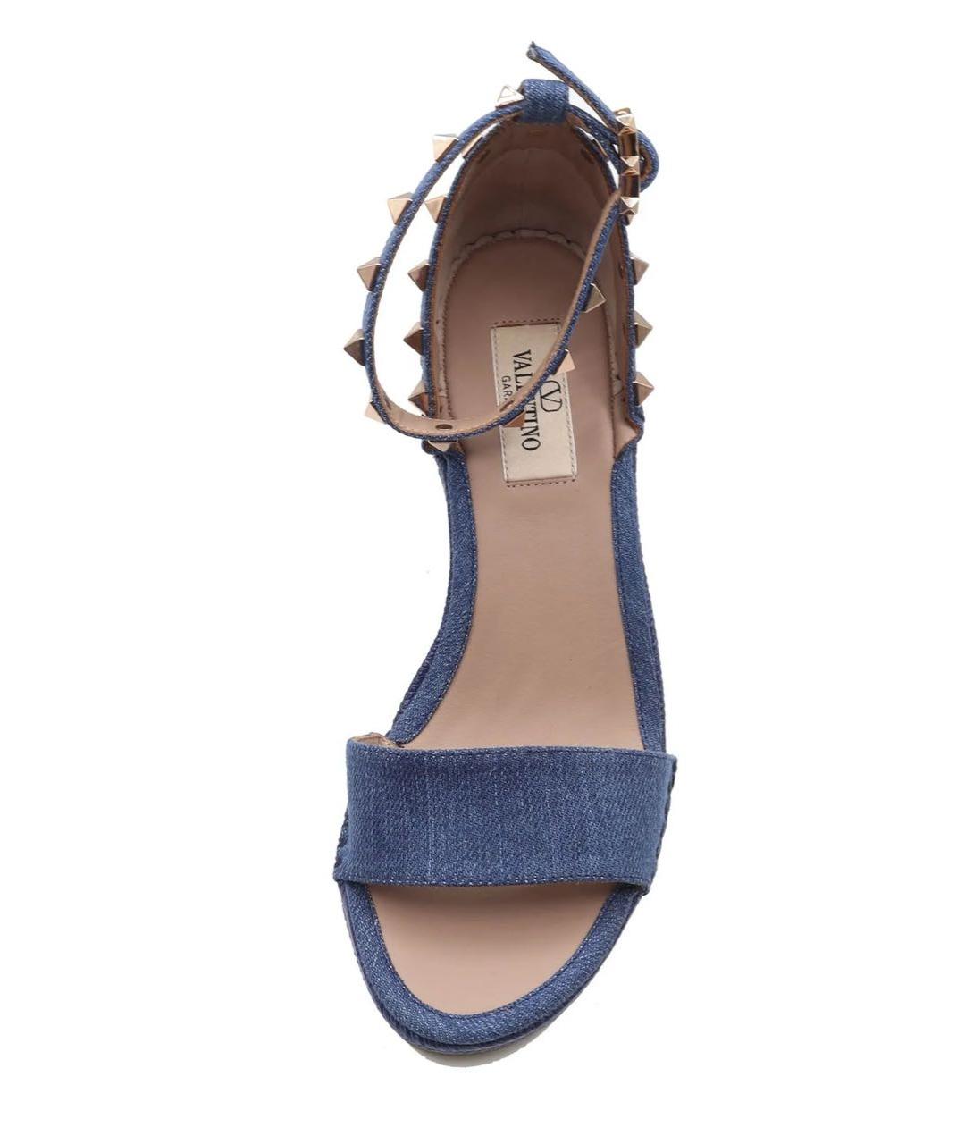 VALENTINO Синие текстильные босоножки, фото 4