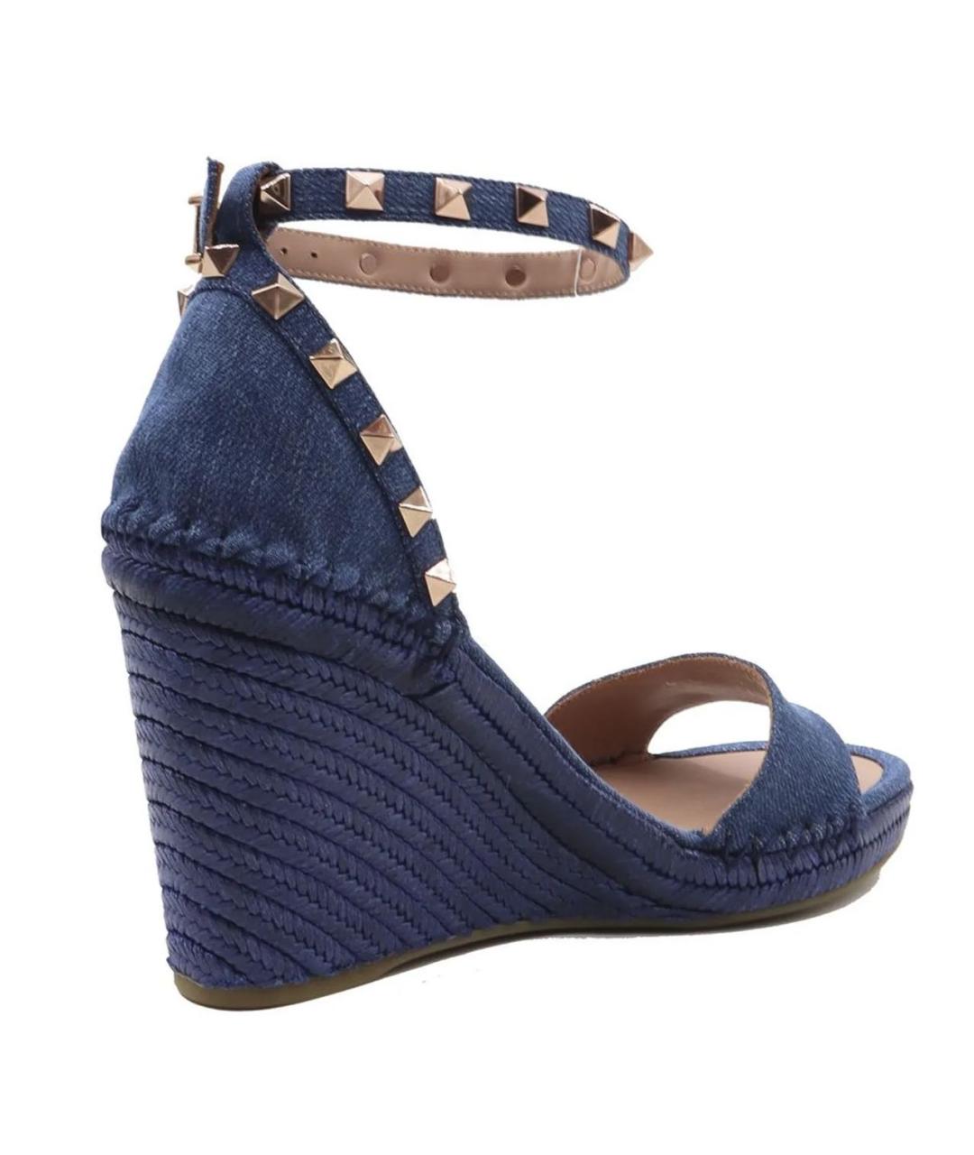 VALENTINO Синие текстильные босоножки, фото 3