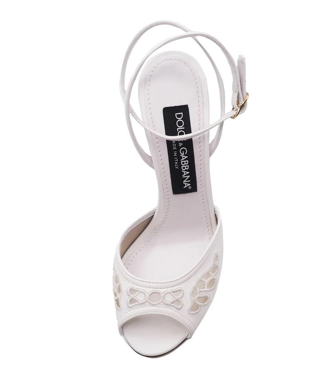 DOLCE&GABBANA Белые кожаные босоножки, фото 4